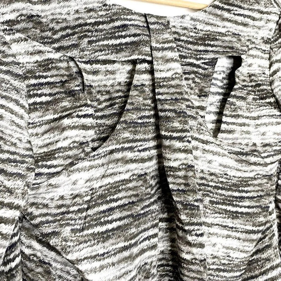 DREW 100% Silk Cutout Open Back Blouse Small Long Sleeve Button Up Shirt - Picture 7 of 12